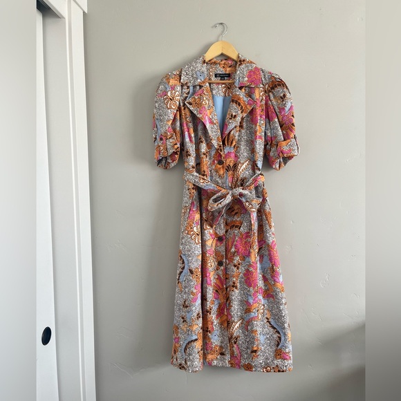 INC International Concepts | Patterned Puff Sleeve MIDI Dress with Tie Waist - Picture 2 of 8